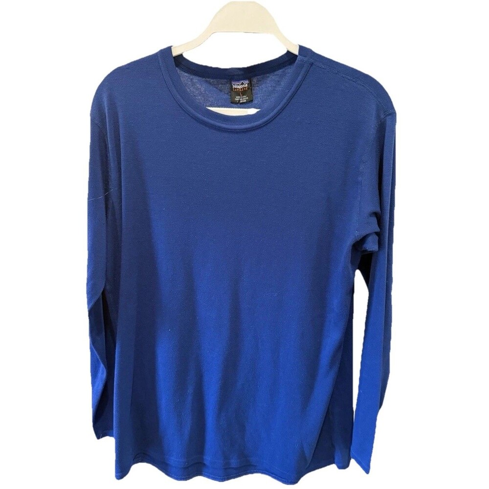Patagonia Capilene Base Layer Shirt Size L Long Sleeve Made in USA Blue Men’s